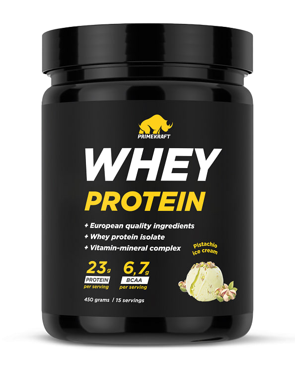 Протеин сывороточный PRIMEKRAFT Whey Protein, Фисташковое мороженое (Pistachio ice cream)