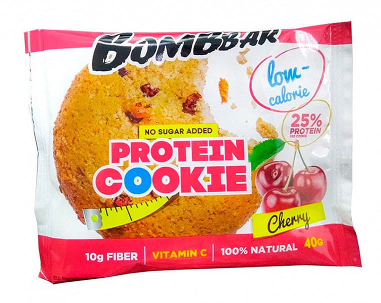 Bombbar Protein Cookie Низкокалорийное протеиновое печенье без сахара Вишня